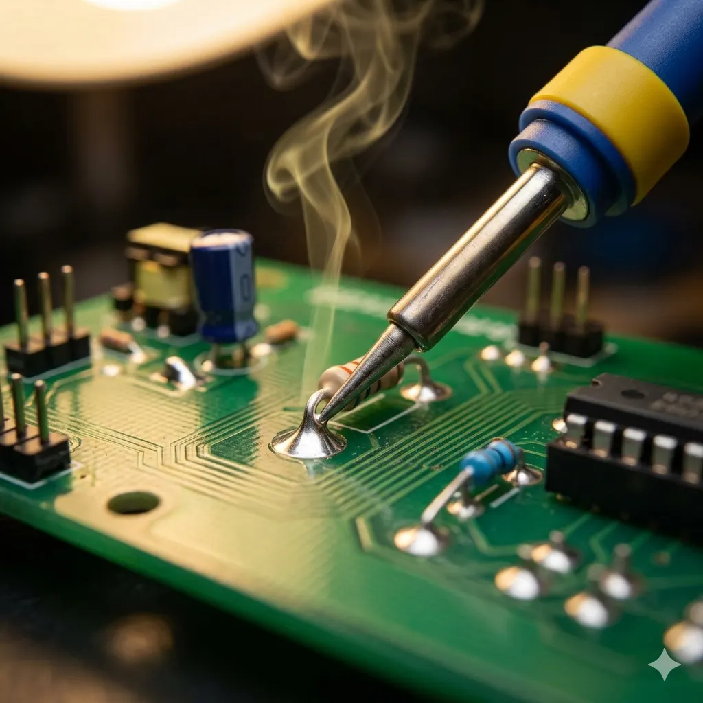 Manual soldering of through-hole components